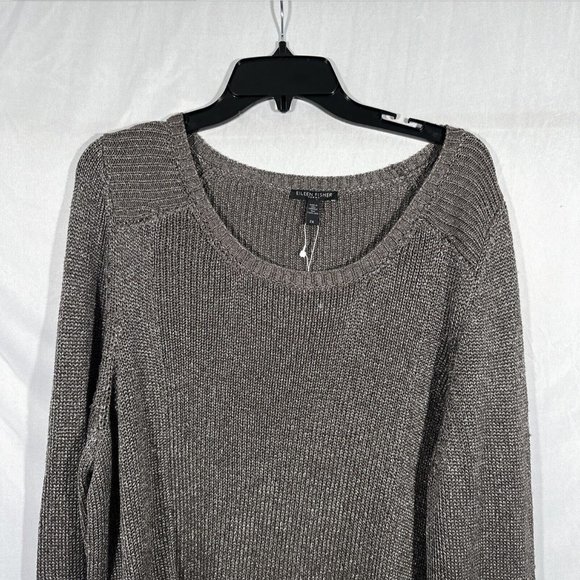 NWT $308 Eileen Fisher [ 2X‎ ] Metallic Ballet Neck Melange Sweater in Grey - Picture 3 of 10